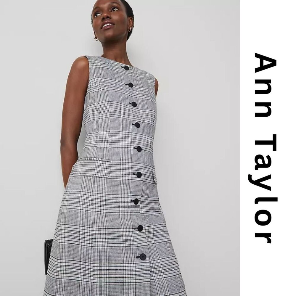The Button Shift Dress in Plaid